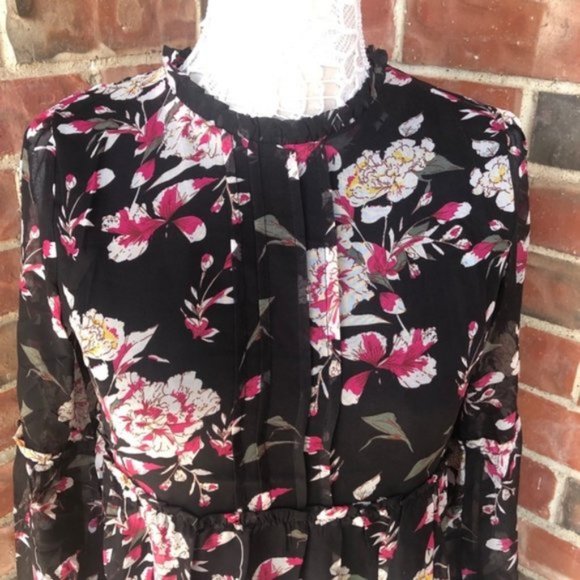 Davi & Dani Black Floral Long Sleeve Dress - Picture 11 of 11